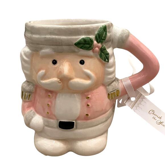 Pastel Pink Christmas Nutcracker Ceramic Mug, Adorable, 2023, NEW! - Picture 4 of 15